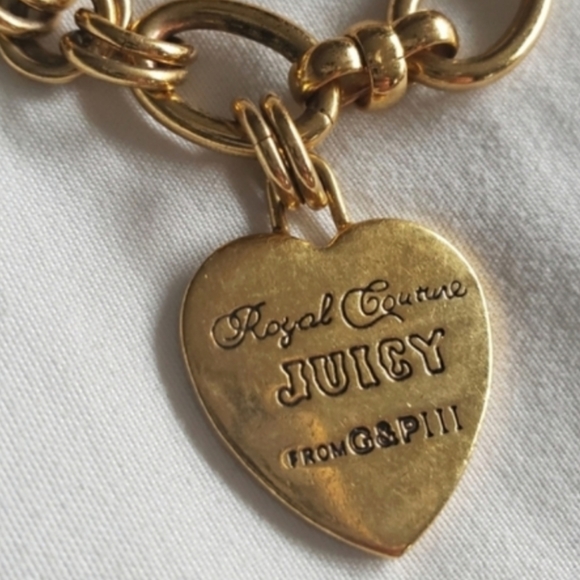 Rare Vintage JUICY COUTURE ROYAL COUTURE Y2K Gold Plated Heart Charm Bracelet - Picture 5 of 5
